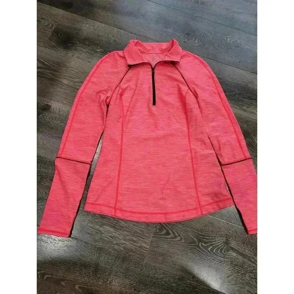 Zella Coral Stripe Athleasure 1/4 Zip Pullover Top Jacket Size S #8